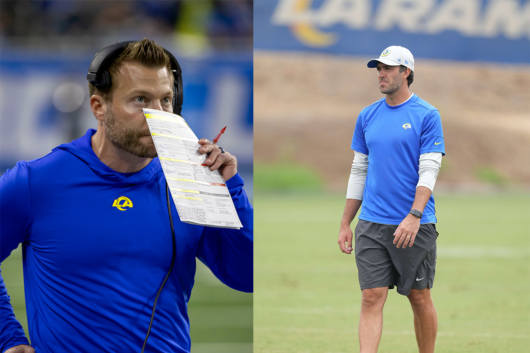 Los Angeles Rams coach Sean McVay (left) and now Atlanta Falcons offensive coordinator Zac Robinson (right).